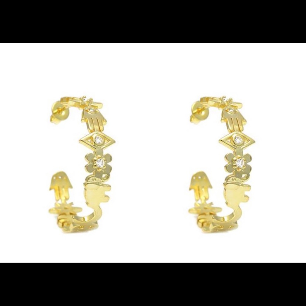 Gold Plated Lucky Charm Hoops